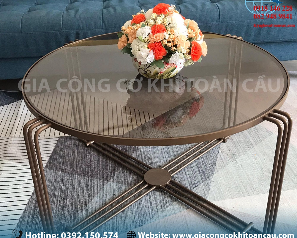 Bàn trà inox mạ vàng BTI02