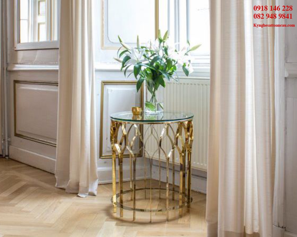 Bàn trang trí inox xi mạ P B157