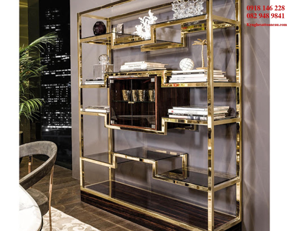 Kệ Inox mạ vàng cao cấp KIXM08