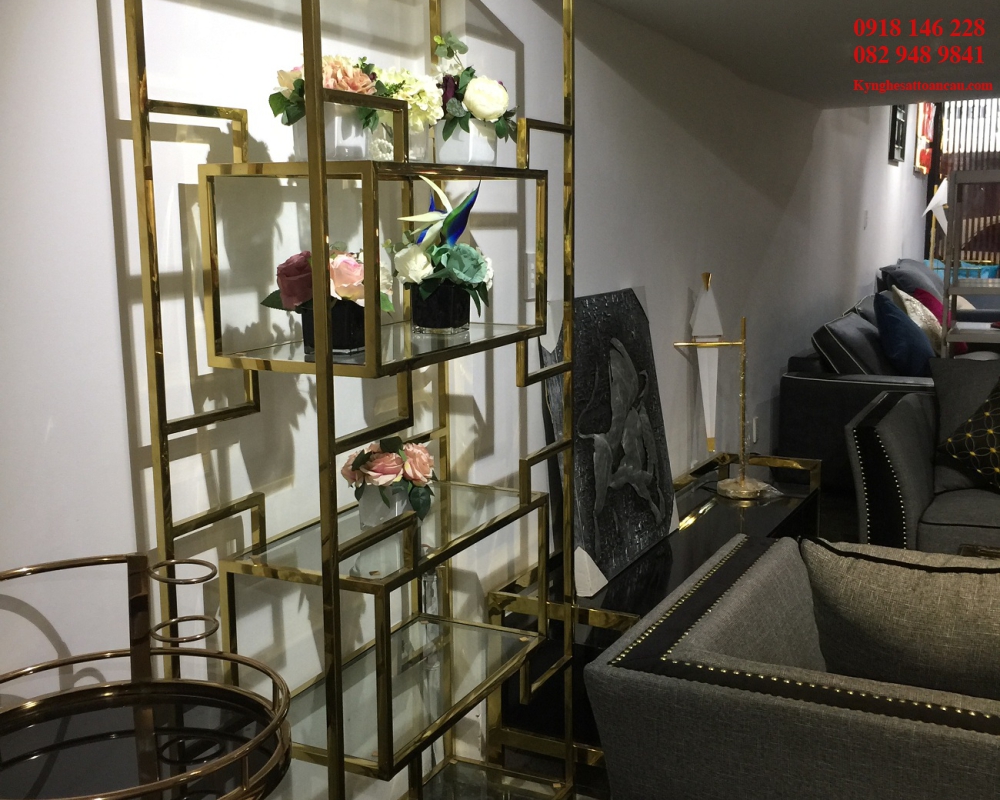 Kệ Inox mạ vàng cao cấp KIXM09