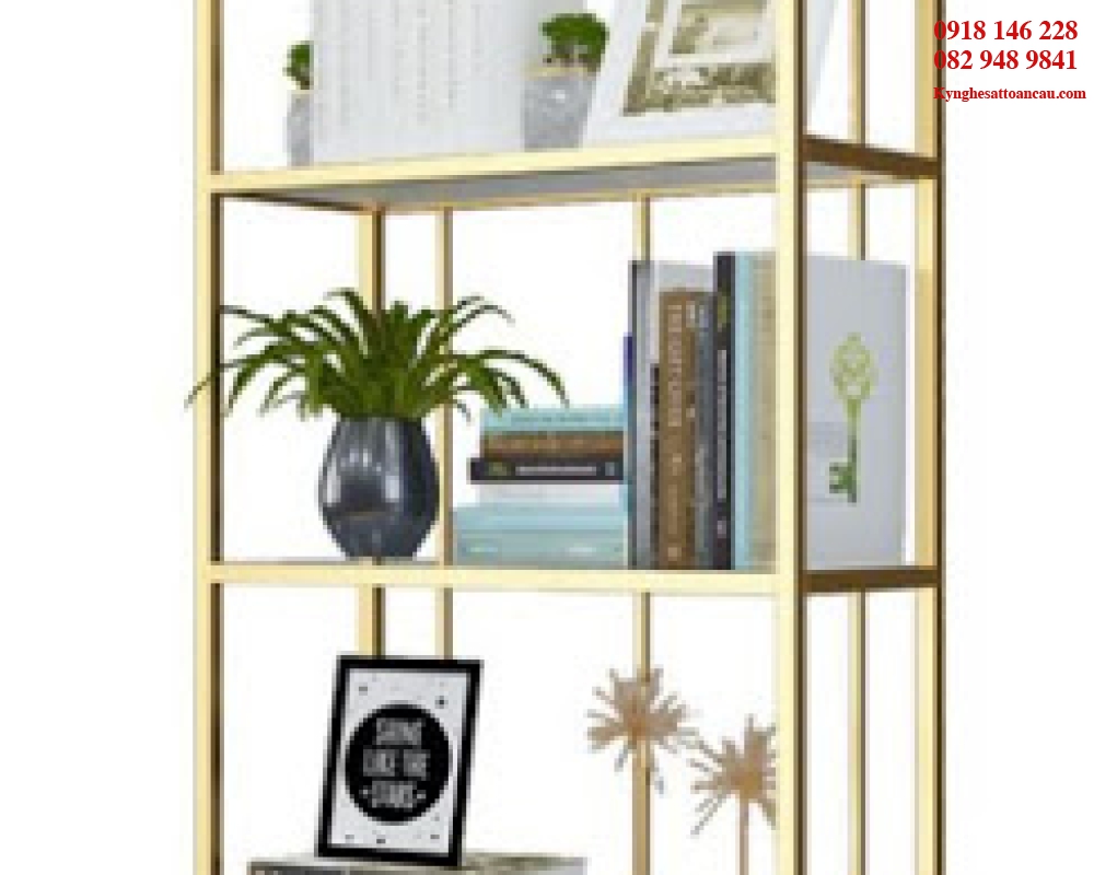 Kệ tủ inox mạ vàng cao cấp KTI01