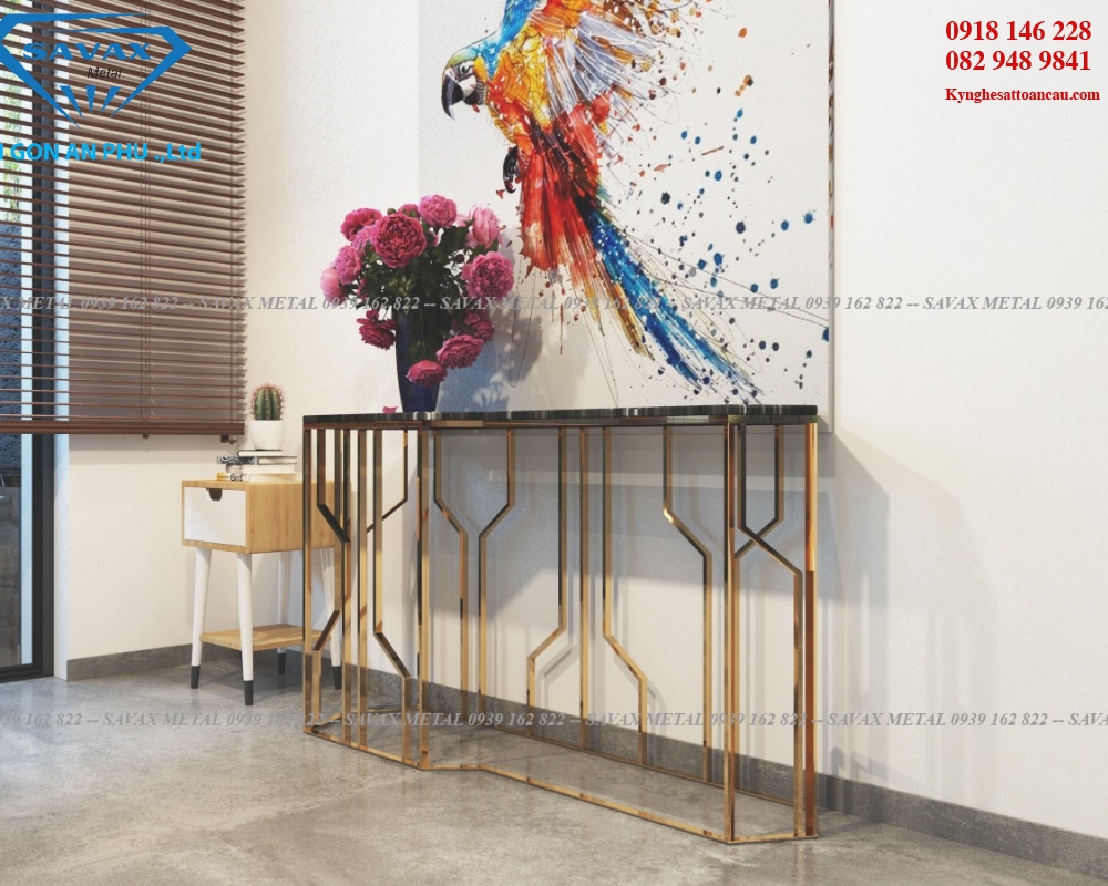 Bàn inox xi mạ vàng