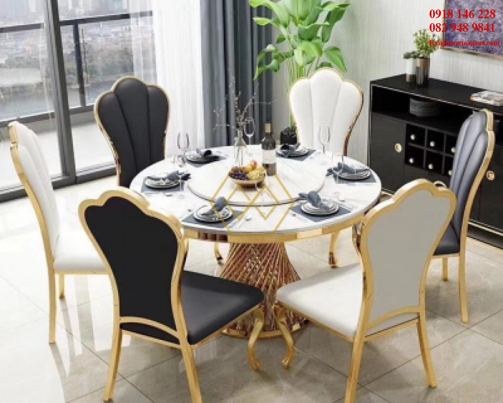 Bàn ghế inox xi mạ vàng